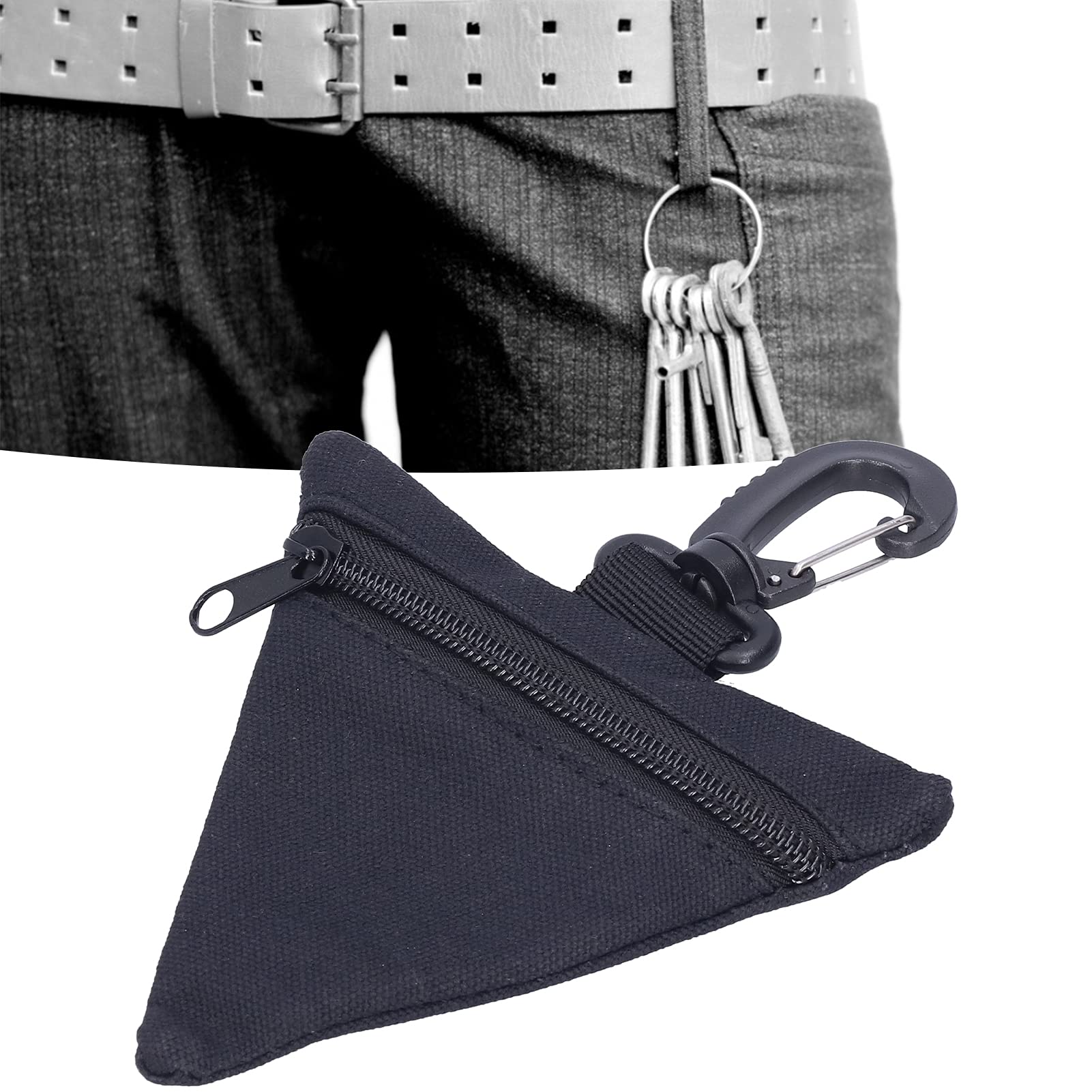 Restokki Coin Bag, Portable Pocket Storage Clip Oxford Cloth Outdoor Triangle Military Equipment Tactical Bag That Can Be Used As A Coin Purse Wireless Earphone Bag (Black)