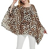 Wiiiwish Women's Loose Solid Long Batwing Sheer Chiffon Caftan Wrap Poncho Tunic Top Topper