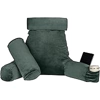 PrimeCables Large Reading Pillow Memory Foam - Soft Comfort Removable Neck & Back Support, Backrest Pillows with Cylindrical 