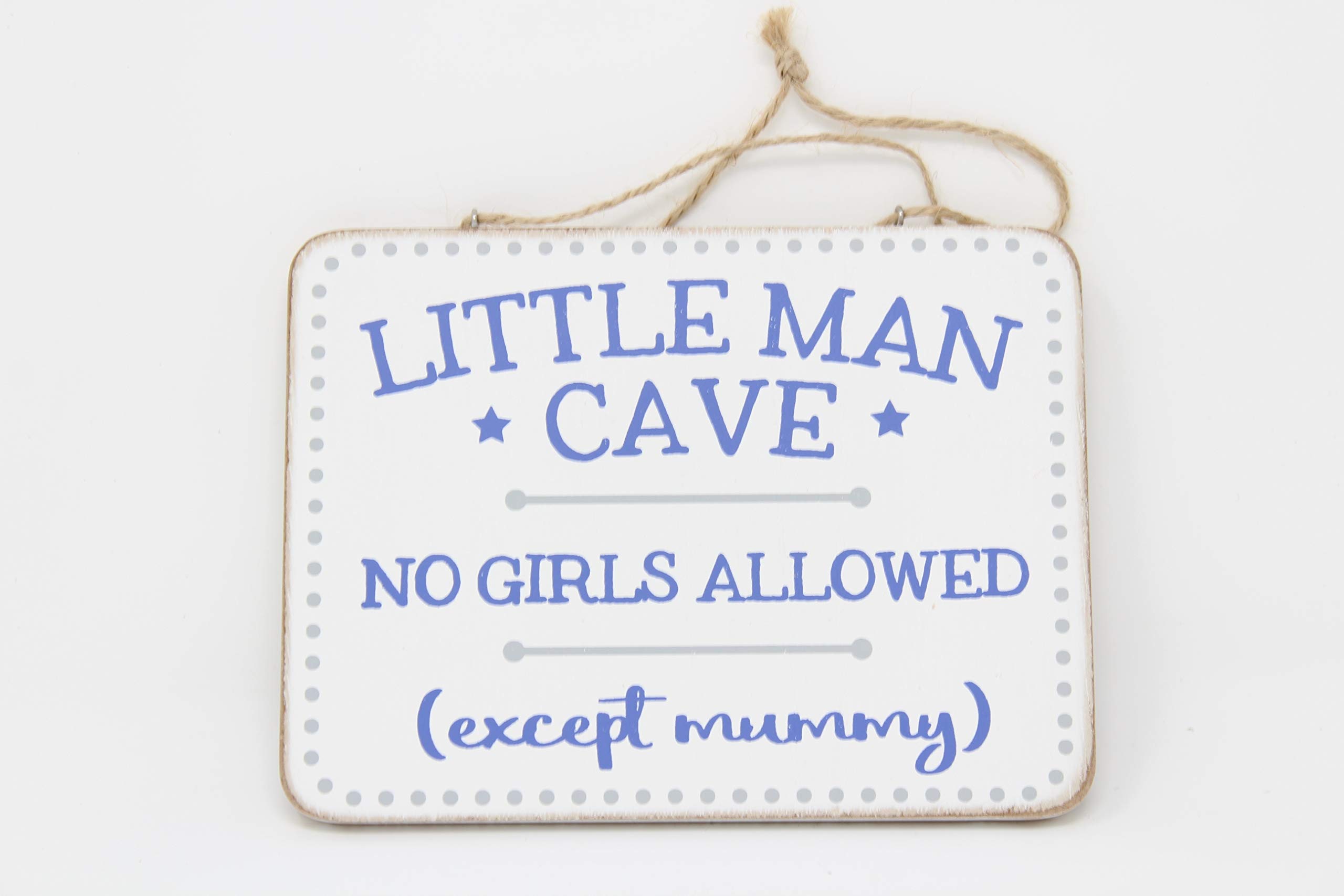 Transomnia Little Man Cave No Girls Except Mummy Sign, Wooden, 16cm x 12cm