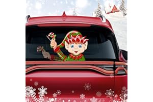 Dreothy Christmas Decor Rear Wiper Decal Elf Waving Arm Wiper Stickers for Cars Window Decals Waterproof Funny Car Stickers and Decals Rear Windshield Wiper Blade Decals (Long Hat Elf)