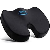 WAOAW Seat Cushion, Office Chair Cushions Butt Pillow for Car Long Sitting, Memory Foam Chair Pad for Back, Coccyx, Tailbone Pain Relief, Stocking Stuffers Gifts for Men Women (Black)