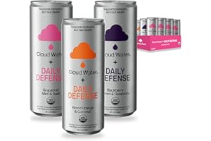 CLOUD WATER BRANDS Cloud Water Daily Defense & Gut Health w/Vitamin C, Vitamin D3, Zinc & Prebiotic Soda, Flavored Sparkling Water Cans, Variety Pack, Gluten Free, Organic, No Stevia, 12 Pk (12 FL oz)