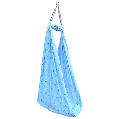 Younique Baby Cradle Swing/Baby Jhula Jhoola/Baby Bed/Baby Bedding Set with Mosquito Net and Spring Set (0-18 Months) - Blue