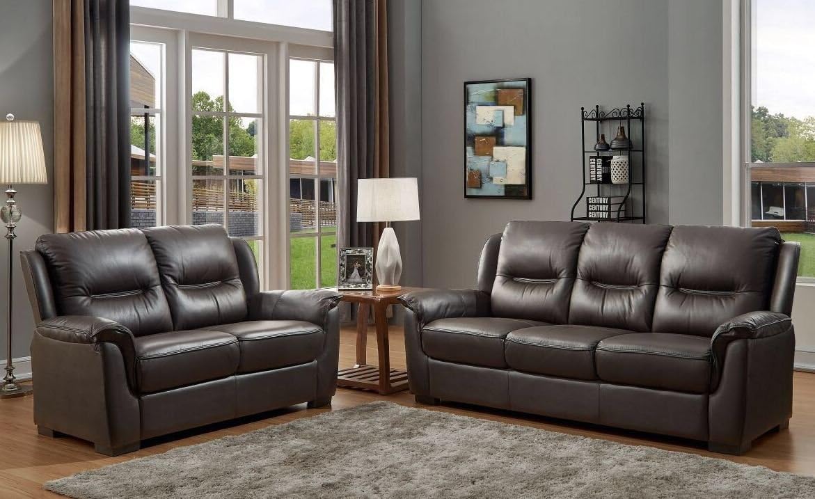 SC Furniture Ltd Chocolate Brown High Grade Genuine Leather 3 Seater