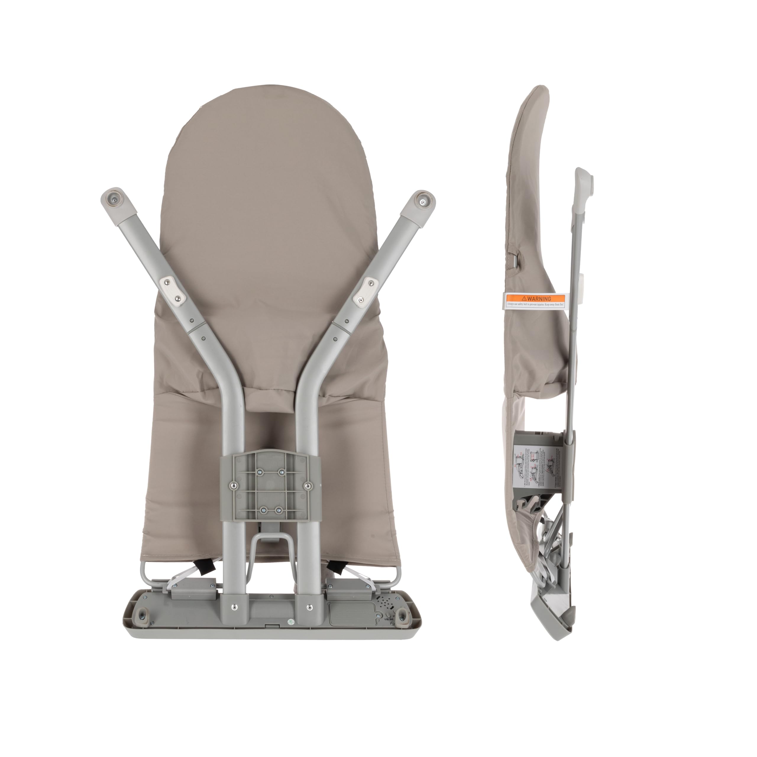 Nuby Baby Bouncer Seat - Portable Infant Bouncer with Music, Fun Sounds, and Soothing Vibrations - 0-6 Months - Beige