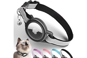 Airtag Cat Collar Breakaway, Odokele Reflective Cat Collars with Apple Air Tag Holder for Kitten, Cat GPS Tracker Adjustable Collars with Safety Quick Release Buckle for Kitties and Puppies - Black