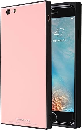 Amazon Com Square Iphone 6s Plus Chic Tempered Glass Case Retro Classic Stylish Cover Square Shockproof Protective Back Case For Iphone 6 Plus Iphone 6s Plus Pink