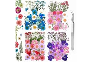 MUCBAFLY 160pcs Dried Pressed Flowers for Resin, Real Pressed Flowers Dry Leaves Bulk Natural Herbs Kit for Scrapbooking DIY Art Crafts, Epoxy Resin Jewelry, Candle, Soap Making, Nails Décor (Set A)