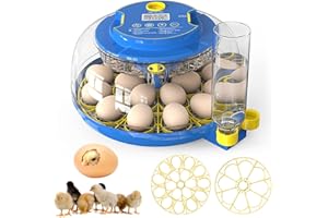 HERTMUN Incubators for Hatching Eggs, 18 Egg Incubator with Automatic Egg Turning and Humidity Control, 360° View Incubadora De Huevos De Gallina, Egg Candler, Incubator for Chicken Eggs, Ducks, Goose, Quail