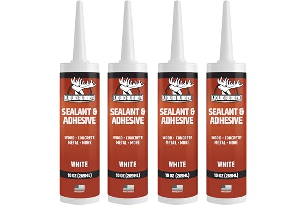 Liquid Rubber Caulk - Hybrid Adhesive and Protective Sealant, White, 4 Pack