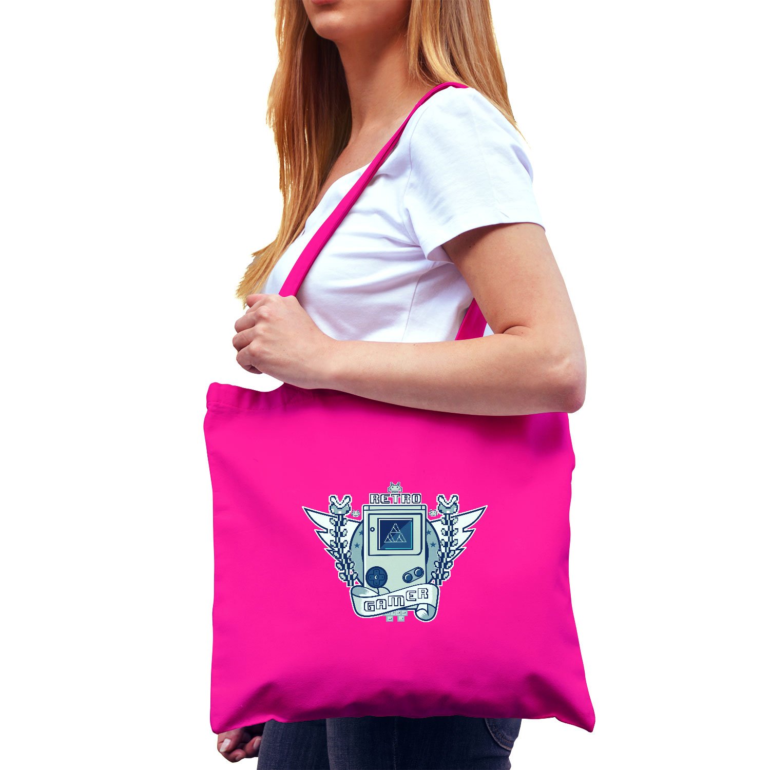 NERDO - Retro gamer logo - fabric bag, pink