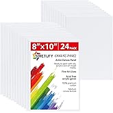 Simetufy Canvas Boards for Painting 8 x 10 inch, 24 Pack Flat Painting Canvas Panels, 8oz Gesso Primed Acid-Free 100% Cotton for Acrylic, Oil Watercolor Paint