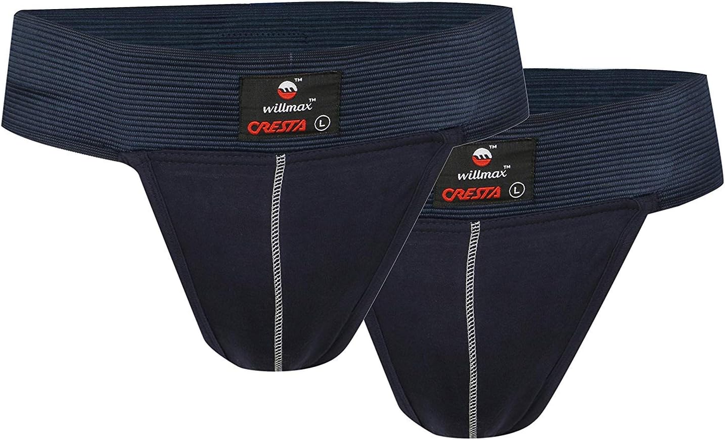 Gym Cotton Supporter Cresta (Pack of 2) Back Covered with Cup Pocket Athletic Fit Brief Multi Sport Underwear Gym