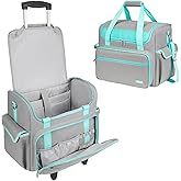 Jaffzora Rolling Teacher Bag with Wheels, Teacher Tote Bag with Detachable Trolley, Large Cart Briefcase with 17in Laptop Sleeve for Women Teaching Office Work Craft Nurse,Gray