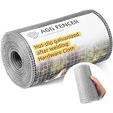 AggFencer 8inch x 25ft Hardware Cloth 1/4 inch Chicken Wire Fencing 23Ga | Hot Dipped Galvanized After Welding Garden Plant Supports Welded Metal Chicken Wire Fence Poultry Animal Netting Cage Screen