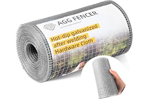 AggFencer 8inch x 25ft Hardware Cloth 1/4 inch Chicken Wire Fencing 23Ga, Hot Dipped Galvanized After Welding Garden Plant Supports Welded Metal Chicken Wire Fence, Poultry Animal Netting Cage Screen