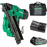 Metabo HPT 18V MultiVolt Brushless Pro 15-GA Angled Finish Nailer Kit, 15 Gauge Finish Nailer, Power Tool with 2.0Ah Lithium Ion Battery, 1-1/4" to 2-1/2" Nails, Powerful Brushless Motor, NT1865DAA