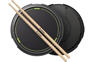 Donner Drum Practice Pad 12 Inches, Quiet Practice Drum Pad Built-in Detachable Ball Box with Drum Sticks - Black