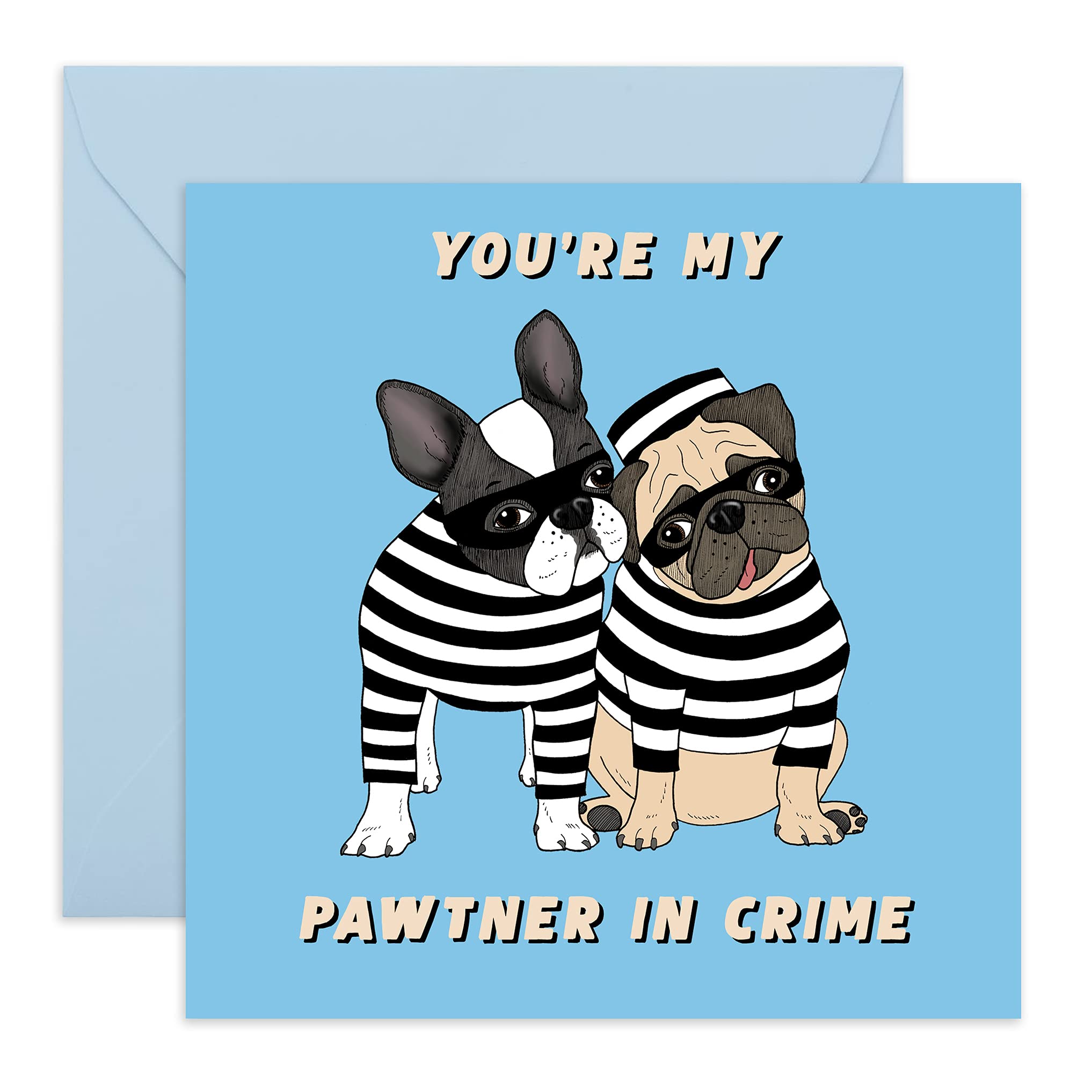 Central 23 Dog Valentines Day Card for Men Women - Pawtner In Crime - Partner Birthday Card for Him Her - Funny Anniversary Card for Boyfriend Girlfriend Husband Wife - Comes with Stickers