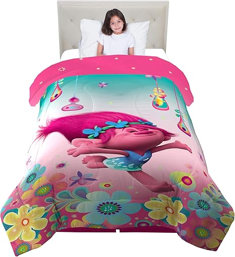 Amazon Com Trolls Dreamworks Life Reversible Comforter Twin Full Home Kitchen