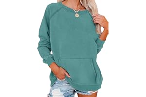 EADINVE Womens Casual Crew Neck Sweatshirt with Pockets Loose Fit Soft Long Sleeve Lightweight Pullover Tops Fall Clothes