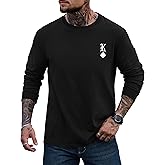 VOGSTART Mens Graphic Tshirt Casual Print Stretchy Long Sleeve Crewneck Tee Shirt (S-XXL)