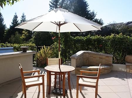 Amazon Com New Wooden Large 9 Feet Round Market Umbrella Natural
