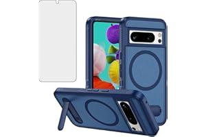 Asuwish Phone Case for Google Pixel 8 Pro 5G Compatible with Magsafe Tempered Glass Screen Protector Cell Cover Stand Clear M