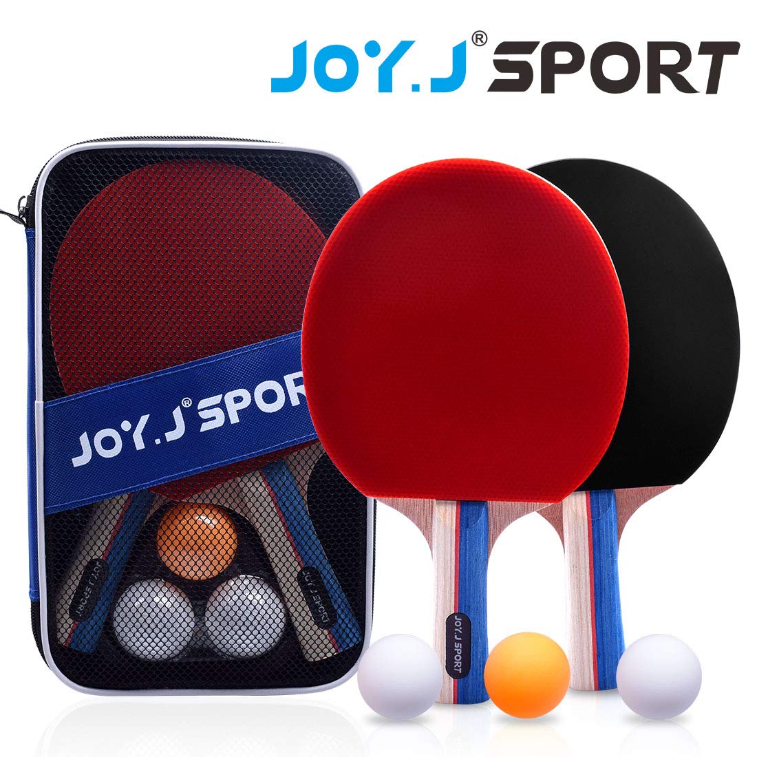 Joy.J Table Tennis Bats, Pingpong Racket Set with 2 Bats and 3 Balls