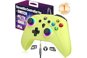 UGAME Wired Xbox Controller for X Box Series X S One PC PS4 Switch, Gaming Control Controllers with 1000Hz Polling Rate No Drift Stick, Custom Paddles Turbo RGB Light Remote, Green Gamepad