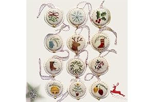 Hand Embroidery Christmas Ornaments Kit, Needlepoint Christmas Ornament Kit, Christmass Needlepoint Kits, DIY Material Packag