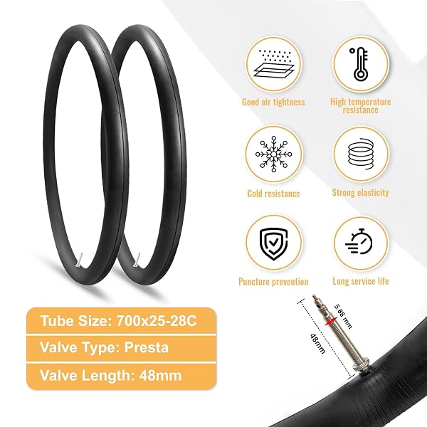 HYCLINE ROAD BIKE TIRES SET: 2-PACK 700X25C(25-622) FOLDING REPLACEMENT PUNCTURE-RESISTANT BICYCLE TIRES AND 2 PCS 700X25-28C INNER TUBES PRESTA VALVE WITH TIRE LEVERS FOR CITY COMMUTER ROAD