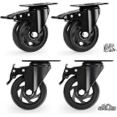 Caster Wheels, 4 Inch Heavy Duty Casters with Brake,Set of 4, Black | Load 882lbs,360&deg;swivel,PU wheels, non-marking.Locking Swivel Polyurethane Casters Wheels for Cart, Furniture and Workbench