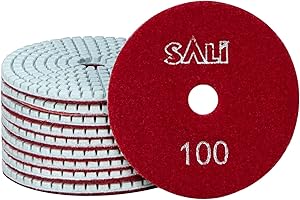 Sali 10 Pack Diamond Polishing Pads 4 Inch Wet Granite Stone Polish Pad Kit for Drill, Grinder, Polisher Polishing Pad for Concrete Marble Stone Countertop Quartz 100 Grit
