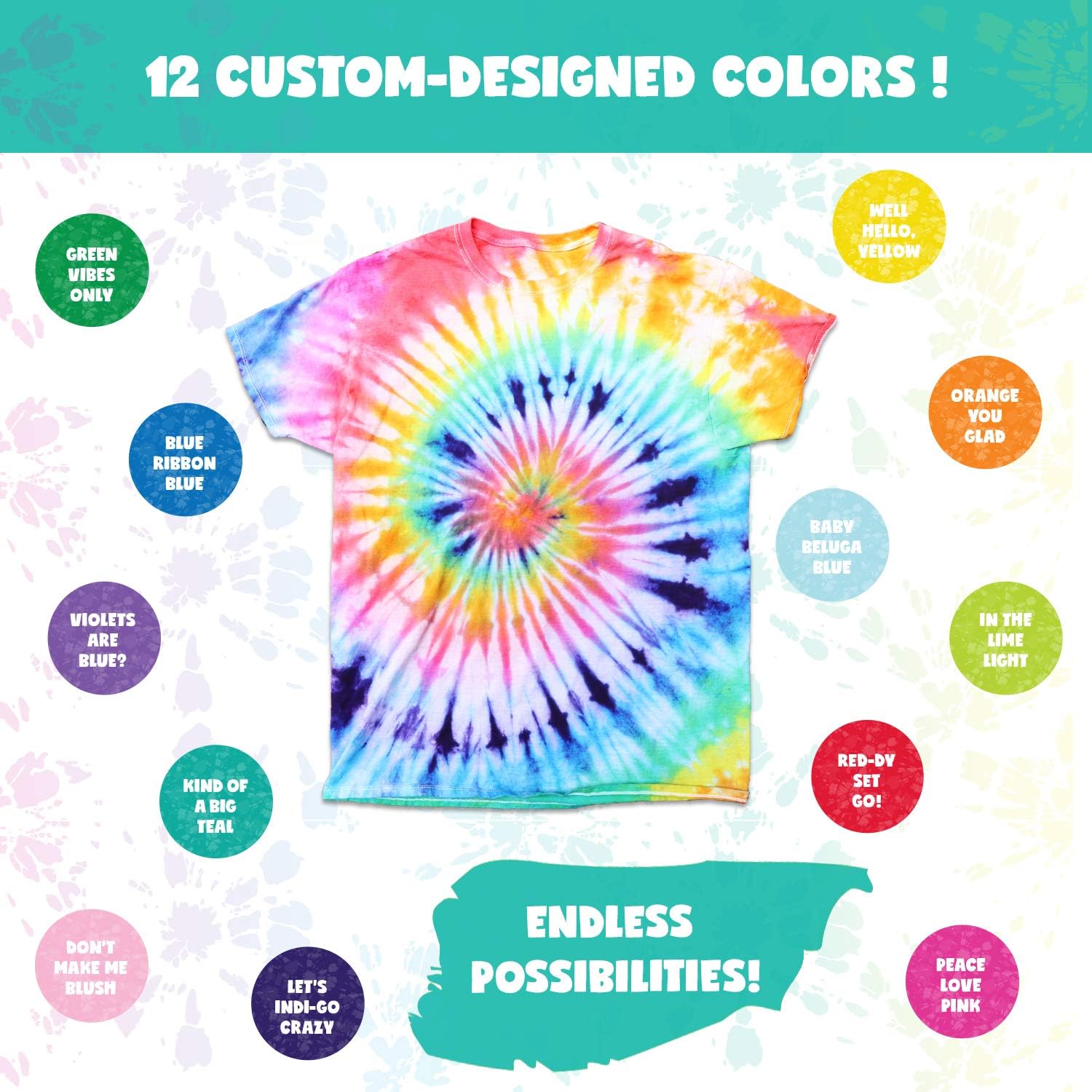 Doodlehog Easy Tie Dye Party Kit for Kids, Adults, and Groups. Create Vibrant Designs with Non-Toxic Dye. 12 Colors Included! Beginner-Friendly: Just Add Water! Dye up to 10 Medium Kids T-Shirts!: Arts, Crafts & Sewing