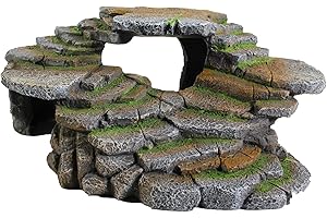 PENN-PLAX (REP183) Reptology Shale Scape Step Ledge & Cave Hideout – Decorative Resin for Aquariums & Terrariums – Great for Reptiles, Amphibians, and Fish – Large