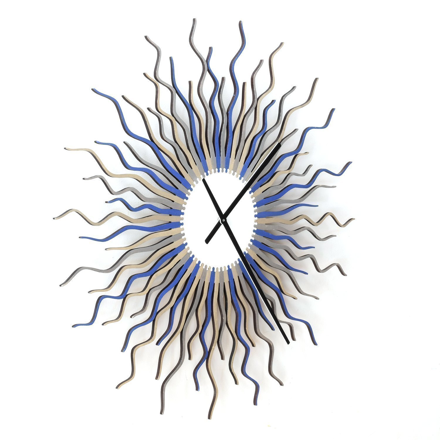 16inch Blue, Gray and Silver Starburst Wall Clock, Chic Wintry Colors Wall Decor & Art + Handmade Medusa Arctic Clock Large (L) Size by ardeola - Image 3