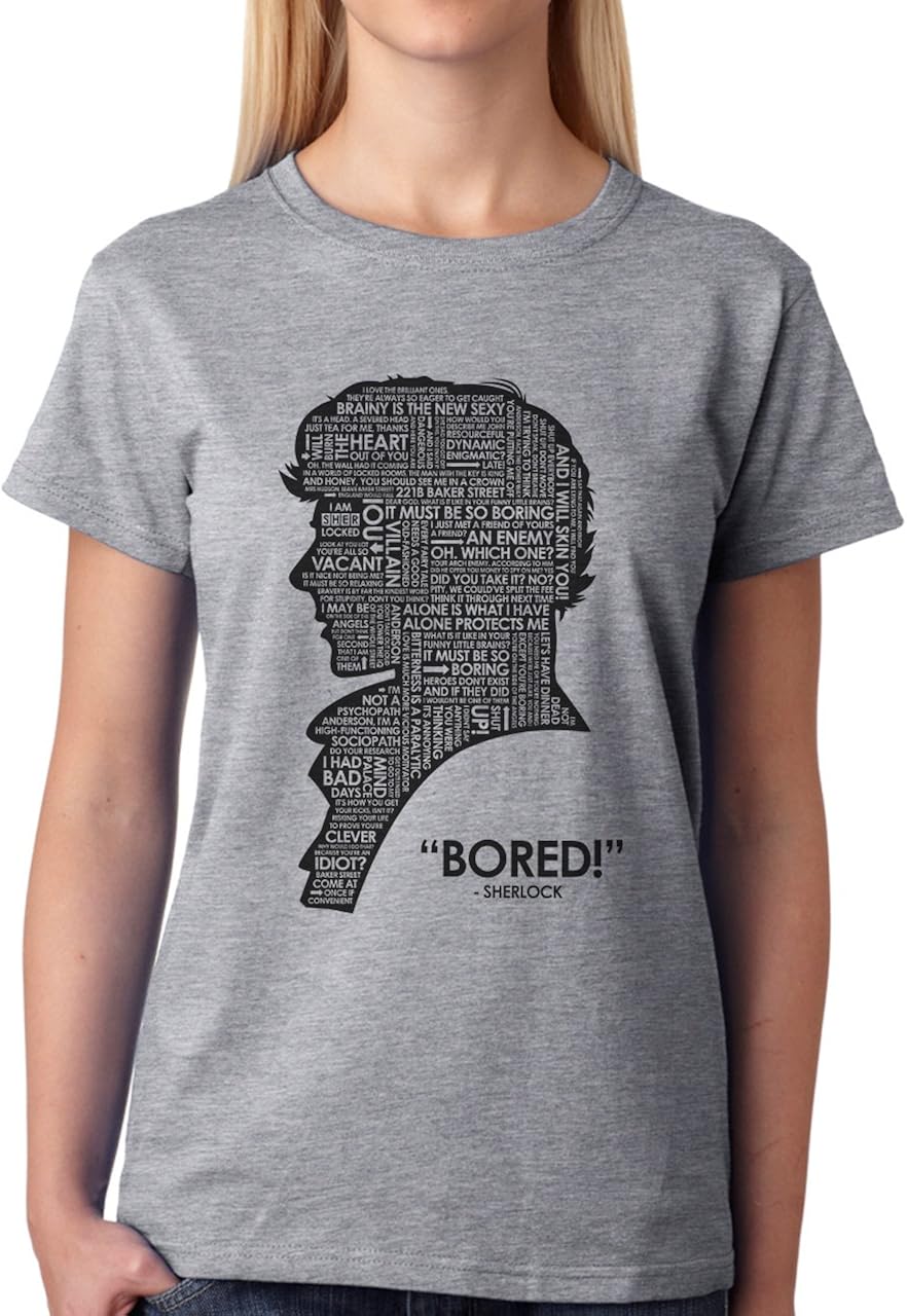 Holmes Logo Quote Bored Sherlock Silhouette Two Edit Black Quality Womens T-Shirt