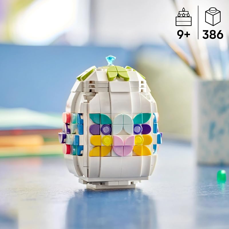 Uovo di Pasqua Decorativo - Decorazione Pasquale Giocattolo con Elementi Colorati come Cuori Dorati e Pietre Preziose - Regalo Creativo di Arti e Mestieri per Bambine e Bambini da 9 Anni - 40816