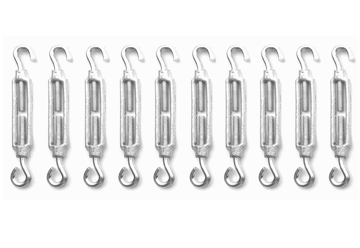 Veda 10x Heavy Duty Galvanised Turnbuckle Strainer M5 Hook Eye Wire Tension Tensioner