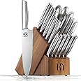 KnifeSaga Kitchen Knife Set with Block 17 Pcs, Knife Block Set, Japanese High Carbon Stainless Steel Knives Set for Kitchen with Sharpener, Razor Sharp Premium Block Knife Sets