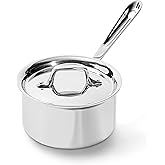 All-Clad D3 3-Ply Stainless Steel Sauce Pan with Lid 1.5 Quart, Induction Oven Broiler Safe 600F, Multipurpose, Compatible w/ All Cooktops, For Restaurant or Home Kitchen, Pots & Pans, Cookware Silver