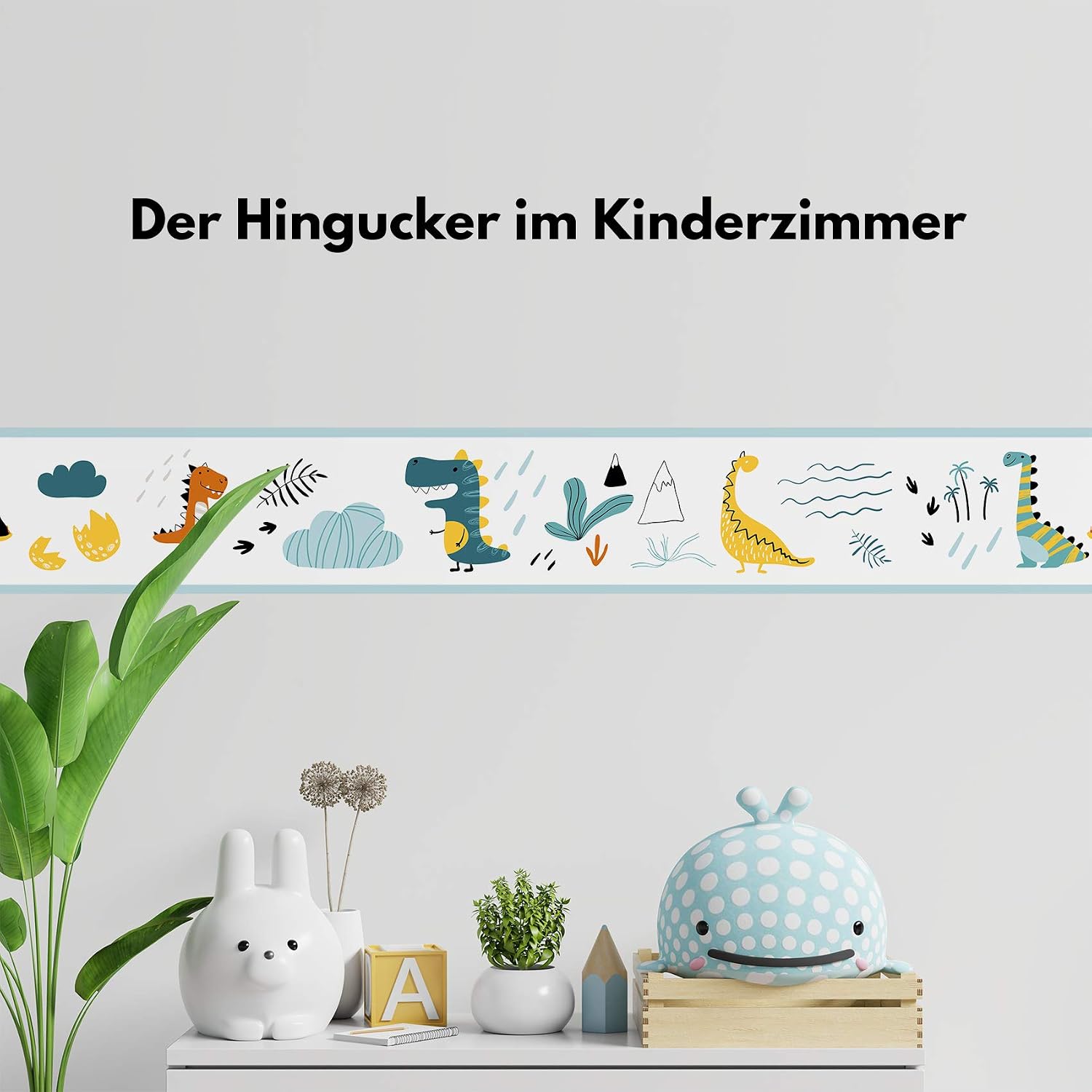 Y033 Border 15 cm x 200 cm for Children's Room Baby Room Decor Sticker Wall Border Self-Adhesive Wall Sticker for Children Girls Boys Y033 (Dinos) - Image 3
