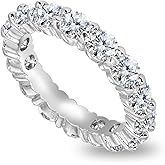 B. BRILLIANT Sterling Silver Cubic Zirconia Round-Cut Eternity Wedding Bands Rings Size 5-10