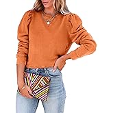 Dokotoo Womens Casual Cropped Sweatshirts Puff Sleeve Crop Pullover Crewneck Cute Tops