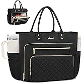 LOVEVOOK Laptop Tote Bag for Women, Work Bags Computer Laptop Bag, Teacher Tote Bag, Professional Briefcase Business Large Purses Handbag, Black, 17 Inch