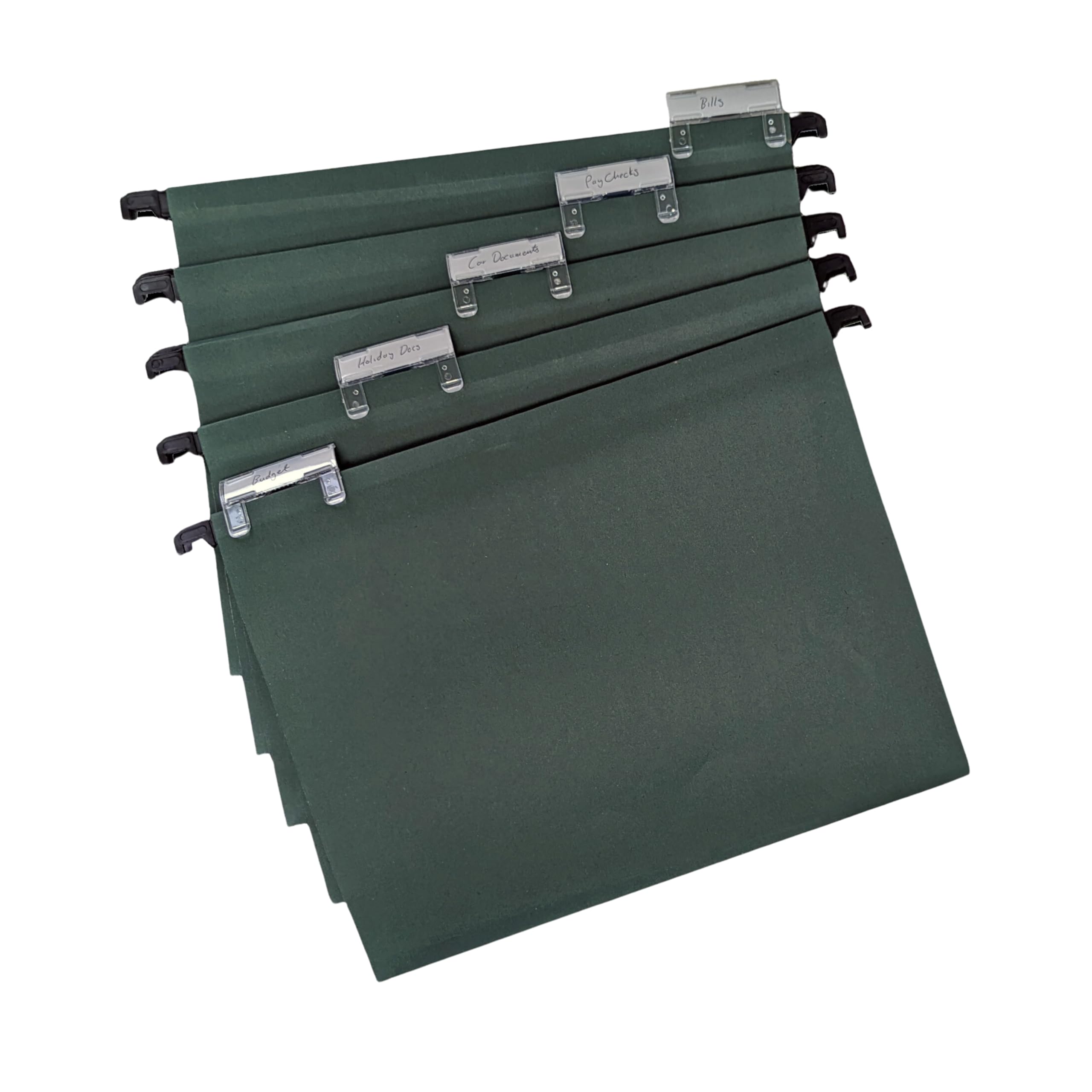 Cathedral Products A4 Green Manilla Suspension Files with Clip on Index Tabs and Inserts - Pack of 10