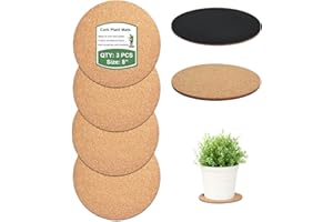 vensovo Cork Plant Coasters & Saucers 8 Inch– Absorbent Round Mats for Indoor Flower Pots, Planters, House Plants, Surface Pr
