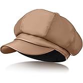 Floraltop Gatsby Newsboy Caps for Women 8 Panel PU Leather Apple Cap Vintage Beret Hat Gatsbie Hat for Women Gift
